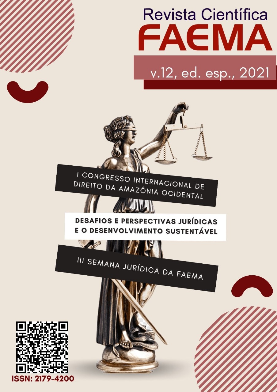 					Visualizar v. 12 n. edispdir (2021): I Congresso Internacional de Direito da Amazônia Ocidental e III edição da Semana Jurídica da FAEMA
				